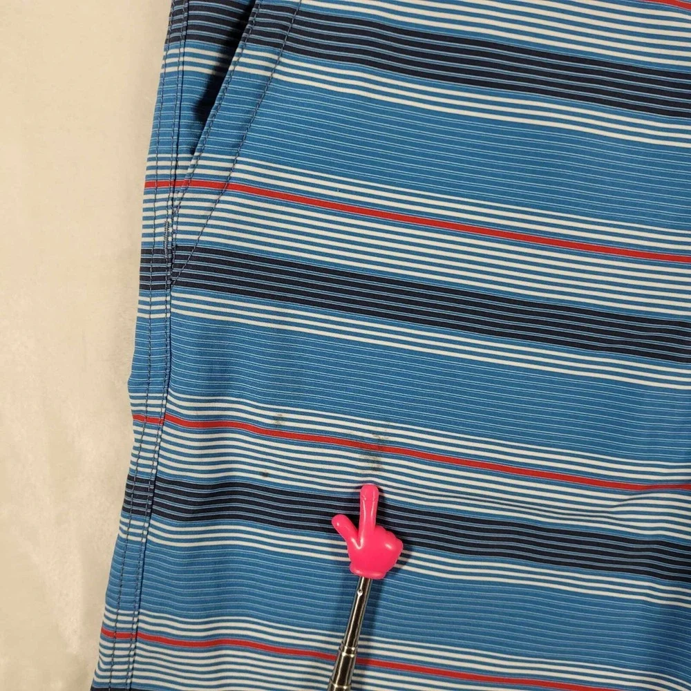 Quiksilver Amphibian Board Shorts Men's 36 Blue Striped‎ Swim Pool Beach